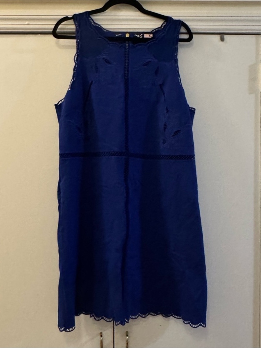Ted Baker Sleeveless Scallop Hem Blue Shift Dress (Size 5)